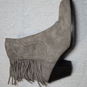 Sam Edelman Louie Tanish Gray Fringe Ankle Bootie 9 Western Cowgirl